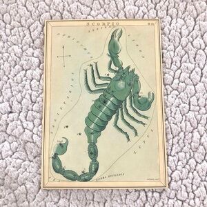 Vintage Green Scorpio Art Poster